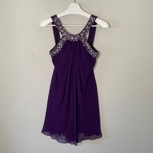 JS Boutique Purple Beaded Chiffon Dress